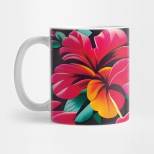 Red Orange Hibiscus Abstract Fantasy Mug